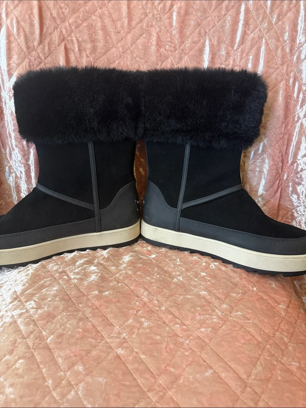 Koolaburra Black Fur-Trim Platform Winter Boots